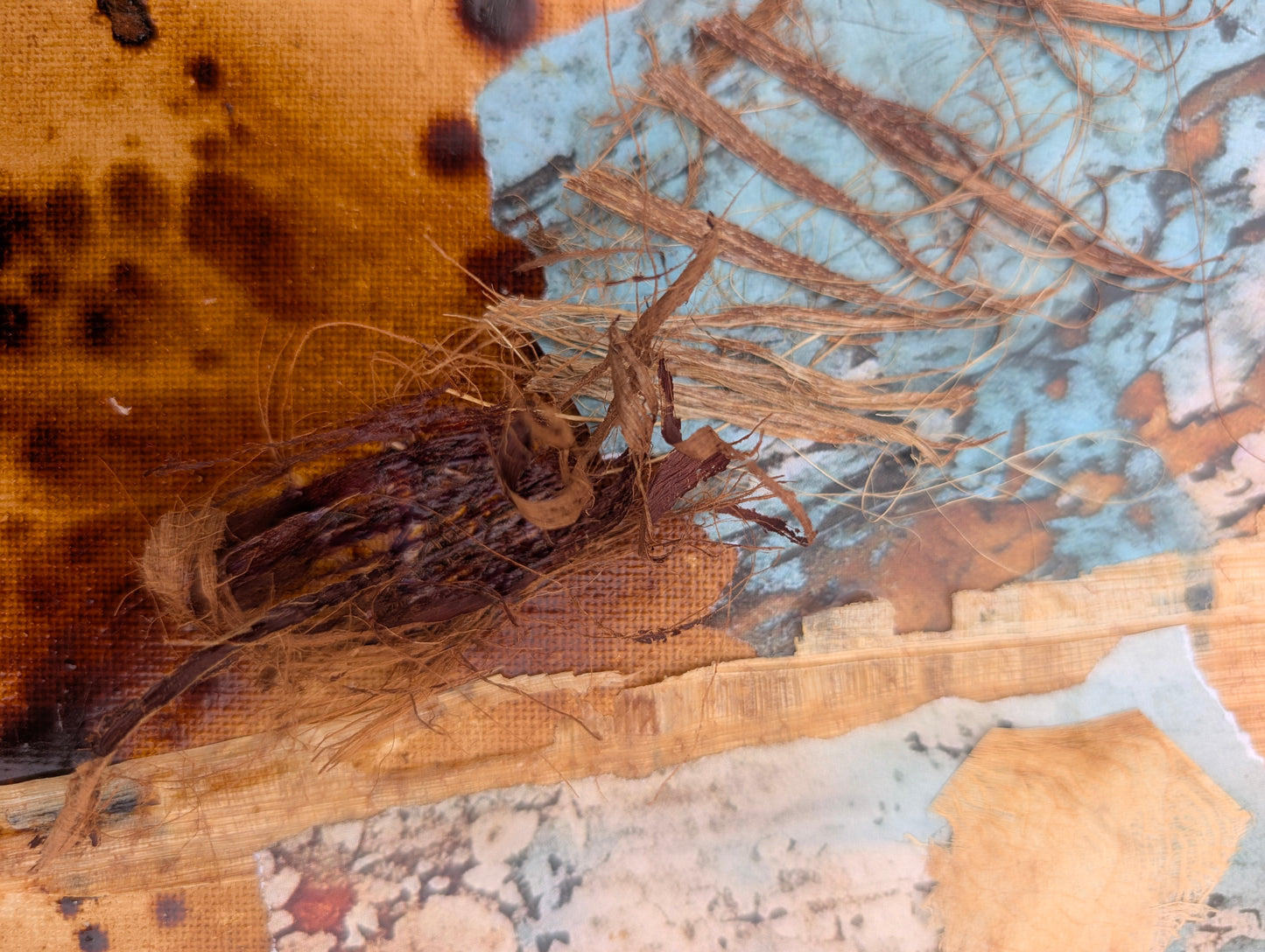 Dregs — Foraged Palm & Corn Husk Mixed Media on Canvas