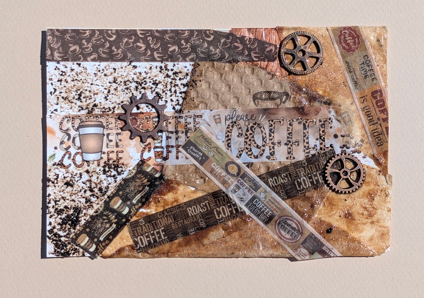 Coffee Chaos — Original Mixed Media Art Cards | Set of 3 | 4x6 | One of a Kind