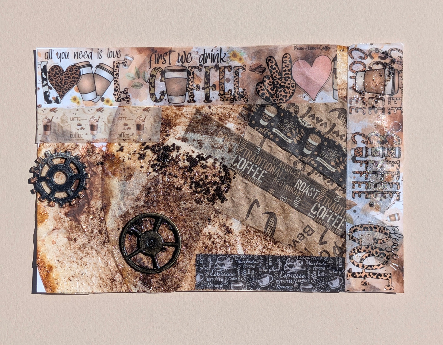 Coffee Chaos — Original Mixed Media Art Cards | Set of 3 | 4x6 | One of a Kind