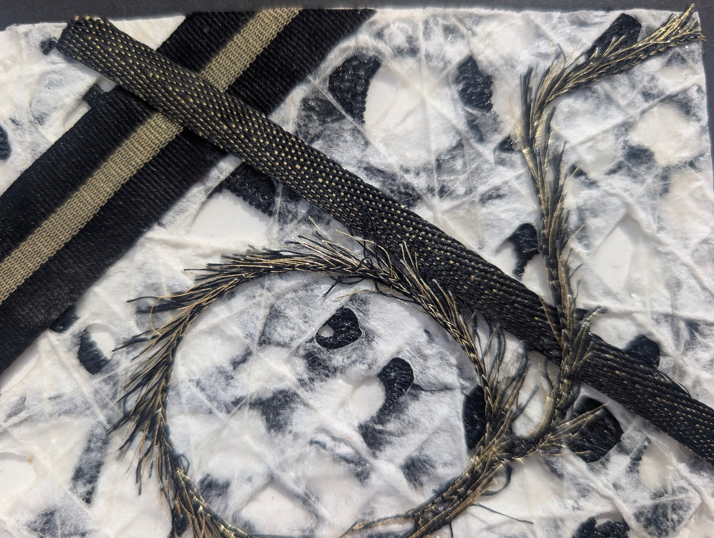 Gilded Entanglement Art Set – Black and Gold Mixed Media Art, Textured Collage Cards, Handmade Abstract Art, Unique Gift Set of 3