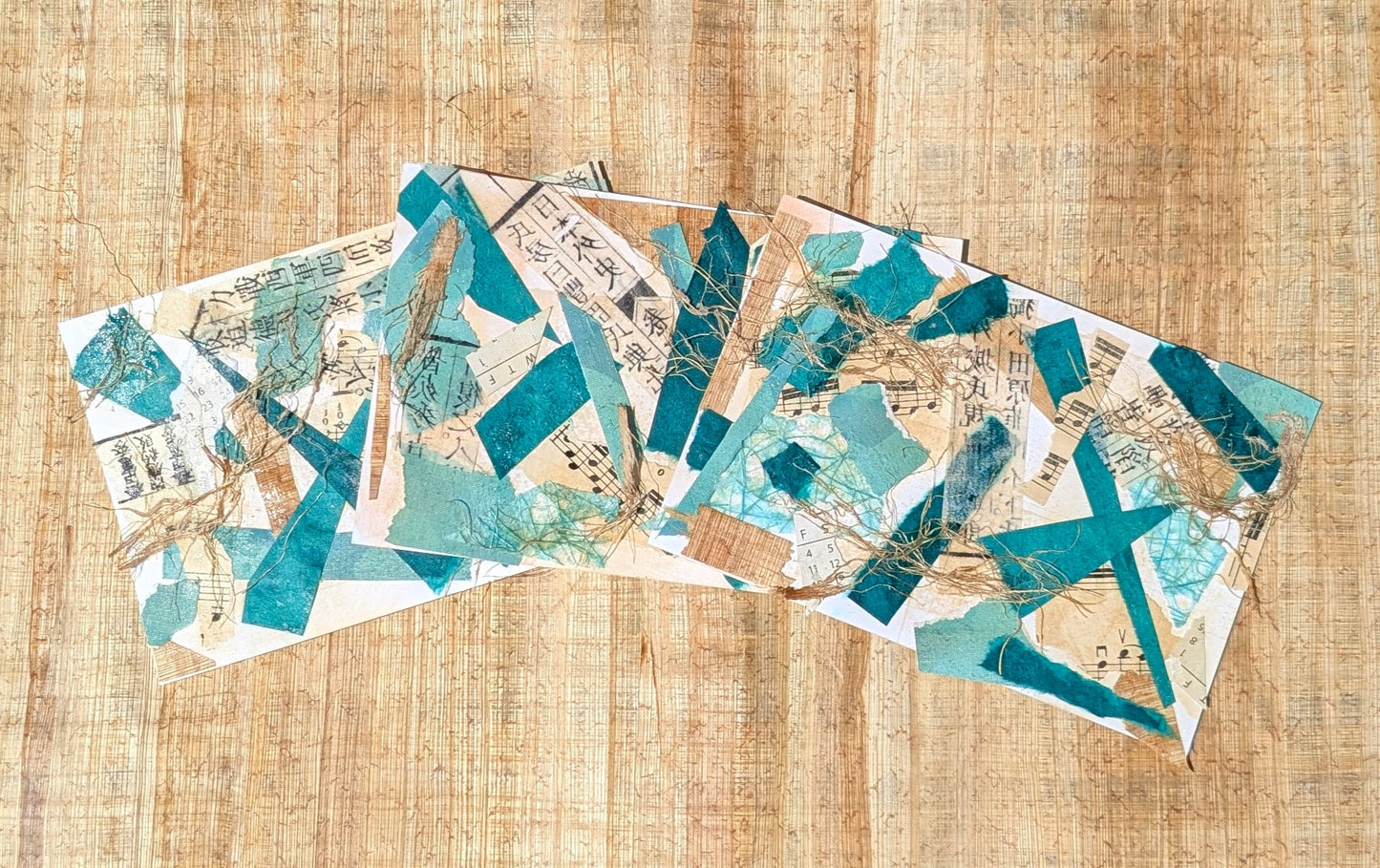 Tidal Script — Complete Set of 3 Mixed Media Art Cards
