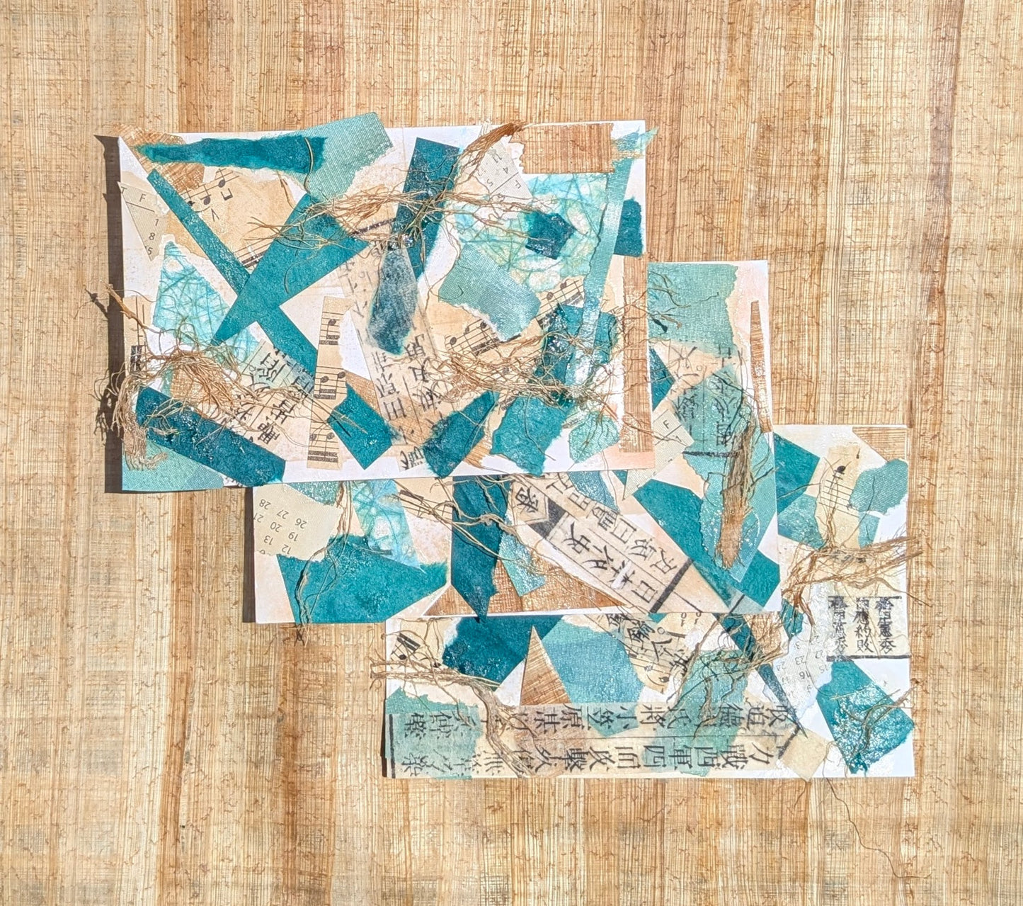 Tidal Script — Complete Set of 3 Mixed Media Art Cards