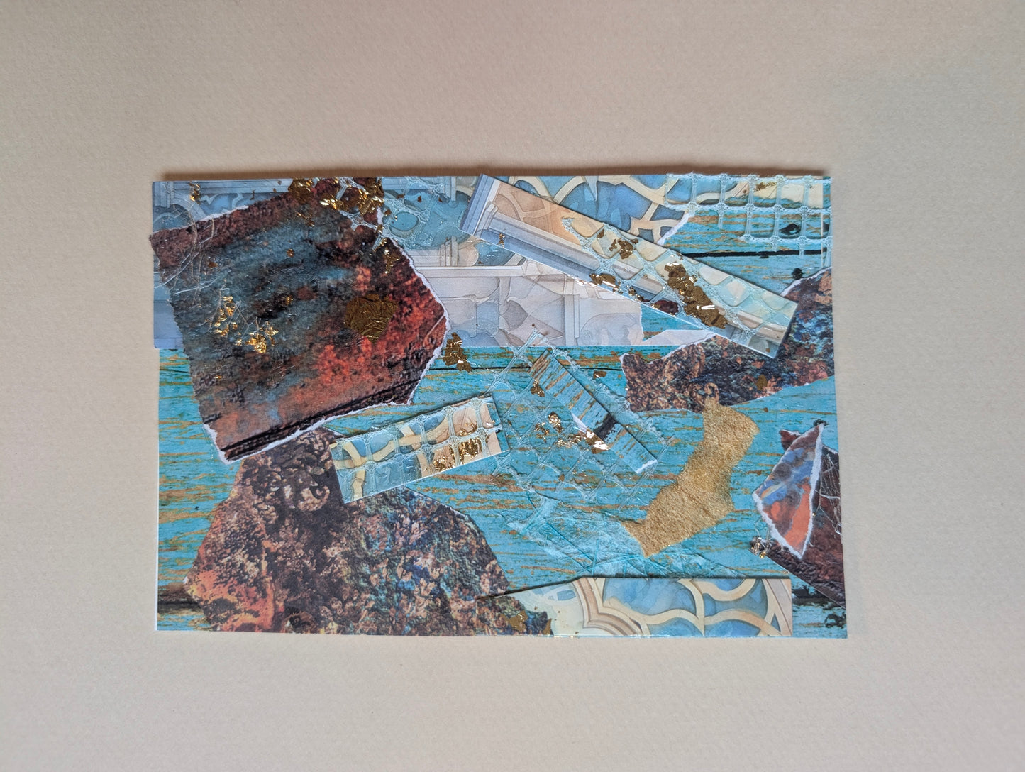 Gilded Ruins — Set of 4 Original Mixed Media Art Cards | 4x6 Collage