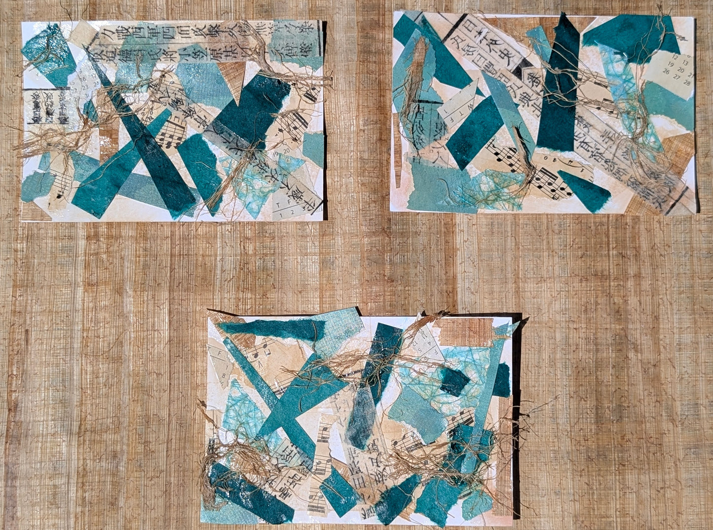 Tidal Script — Complete Set of 3 Mixed Media Art Cards